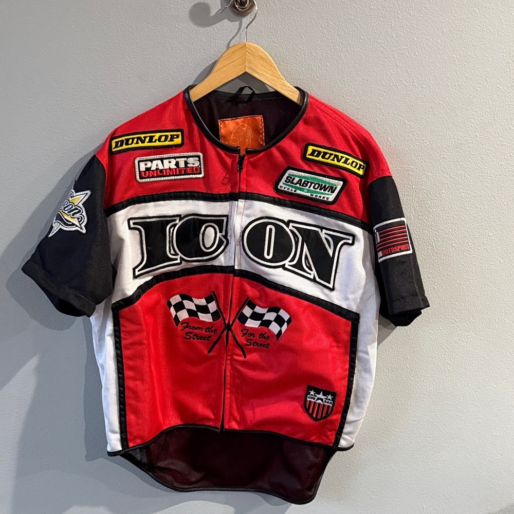ICON Red White Black Motorcycle Jersey